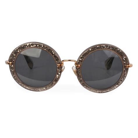 miu miu glitter sunglasses round|miu sunglasses for women.